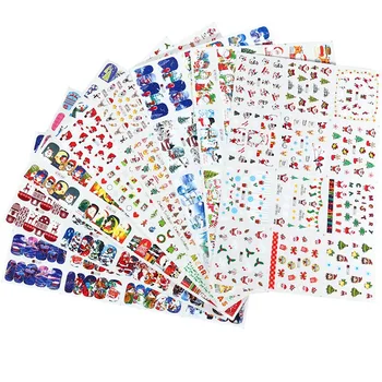 

60 Pcs Christmas Nail Art Stickers,Full Water Transfer Decals Letters Merry Christmas Snowman Santa Claus Elk Winter Nail Art Sl