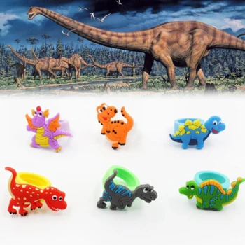 

10pcs Favors Children Mini Boy Girl Gift Toy Kid Ring Festival Non Toxic Washable Eco-friendly Cartoon Dinosaur Birthday Party