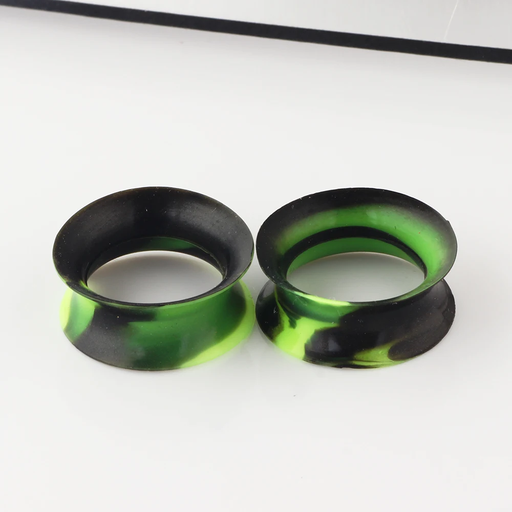 JUNLOWPY Silicone Ear Gauges Plugs Double Flared Hollow Earring Lobe Stretching Kit Flesh Tunnels Expanders 100/200pcs Piercing