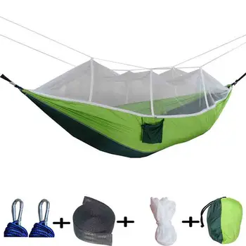 

1-2 Person Portable Outdoor Camping Hammock with Mosquito Net High Strength Parachute Fabric Hanging Bed Hunting Hammock Swing