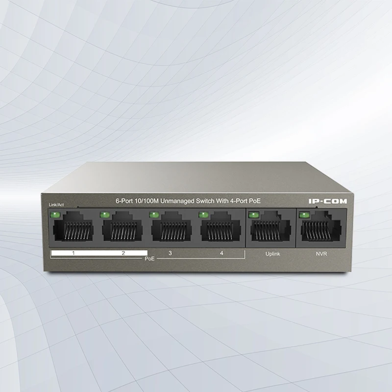 IPCOM F1106P-4-63W 4+2 POE Switch4 Ethernet Port 2 Uplink Port IEEE 802.3 10/100Mbps For IP Camera/Wireless AP/Security CCTV