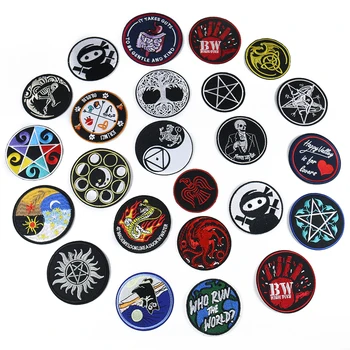 

Skull Patch Stranger Things Badges Patches Tai Chi Ninja DIY Patch Embroidery Applique Iron on Transfer for Clothing Accessories