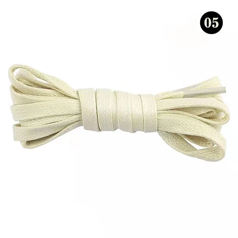 Beige 50/80/100/120CM 1Pair Unisex Waxed Flat Shoelaces Leather Waterproof Casual Shoes Laces Boots Shoelace For Shoes Accessories - Цвет: Beige