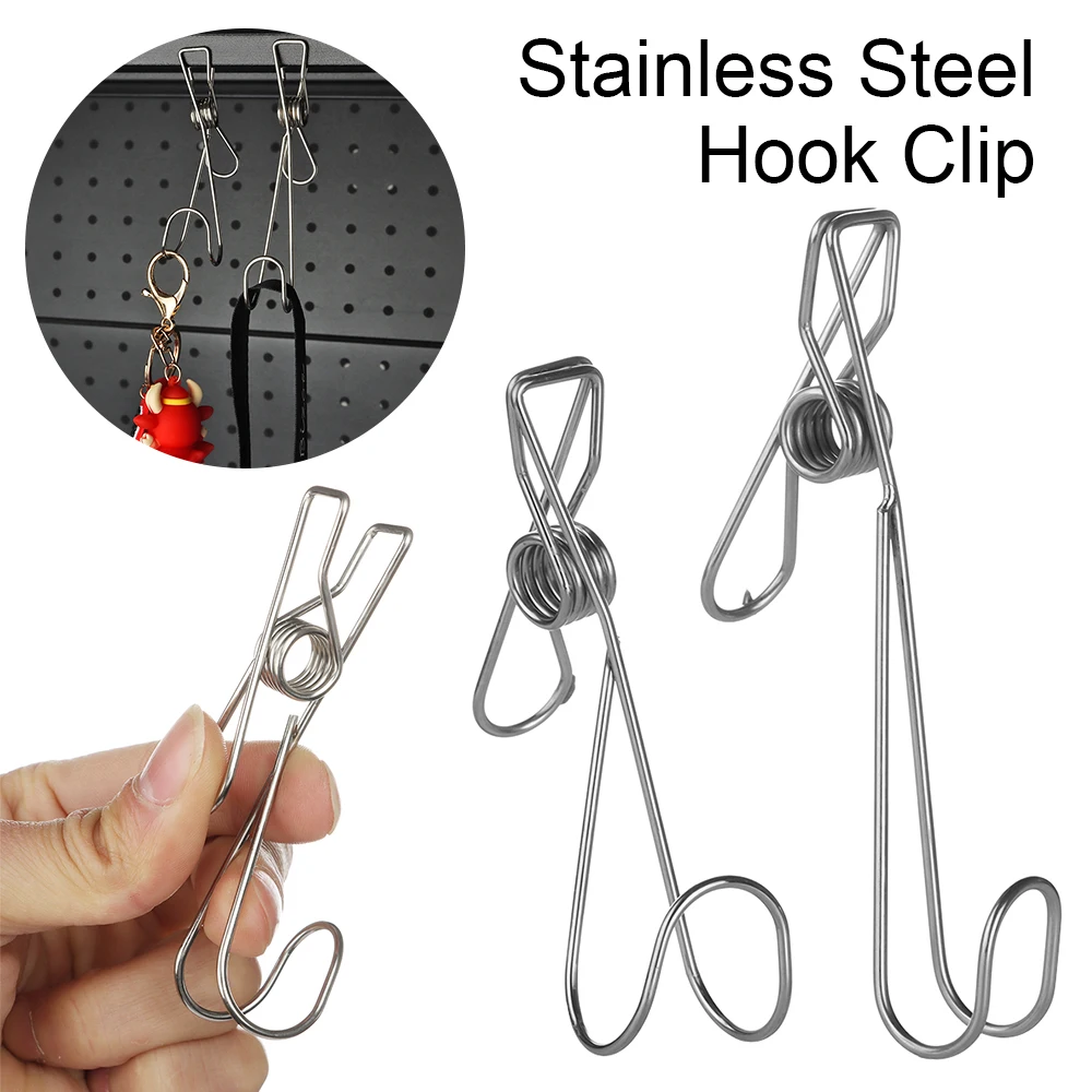 VicBou 24 Pièces Cintre Pince Crochets, Crochet à Linge Portable Métal, Pivotant à 360° Cintre Pince Clips de Crochet, Clips de Cintre à Linge en Acier Inoxydable pour Vêtements, Chapeau, Chaussette