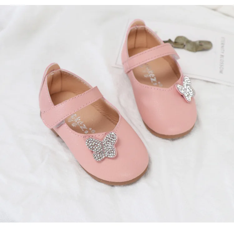 Весенне-Осенняя обувь для девочек обувь для маленьких принцесс обувь для малышей с украшением в виде кристаллов кожаные туфли на плоской подошве для маленьких девочек от 0 до 5 лет