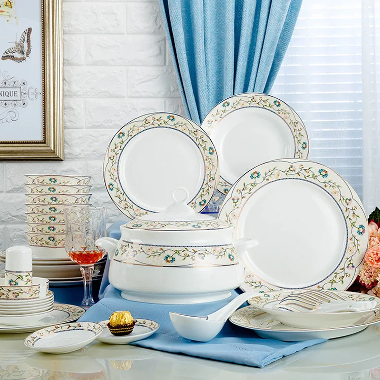 

Jingdezhen Ceramic Tableware Set, Chinese Bowl, Plate, Spoon, Wedding, Home Relocation, Gift