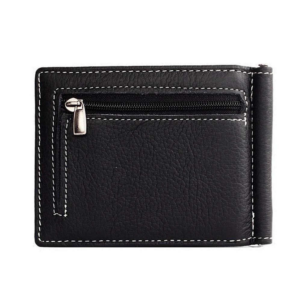 Name Engraving Money Clip Mini Wallets Genuine Leather Male Purse Mini Vintage Slim Wallets 3
