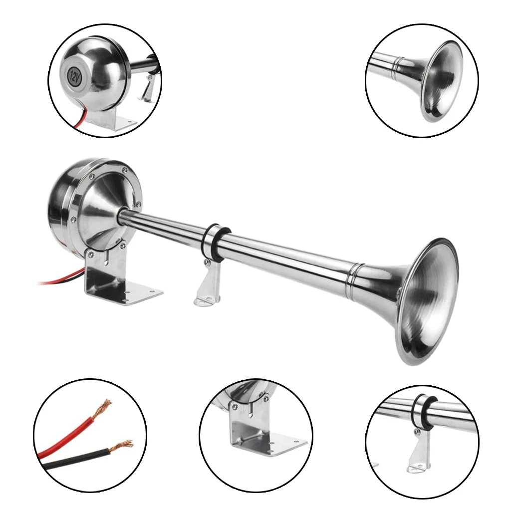 Single Air Trumpet Electric Air Horn 105db 12V 24V Horns Compressor For Car Lorry Train Boat Marine RV Trailer SUV Truck