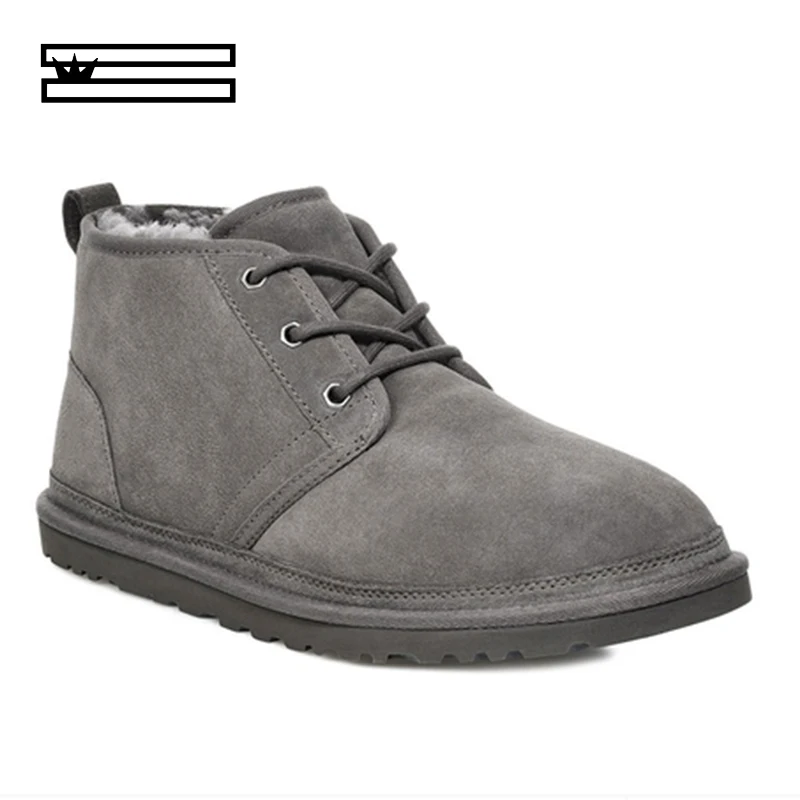 Австралийские импортные брендовые зимние ботинки для мужчин; зимняя обувь на шнуровке; Натуральная овечья кожа; натуральная шерсть; Полусапоги на меху;#185 - Цвет: gray