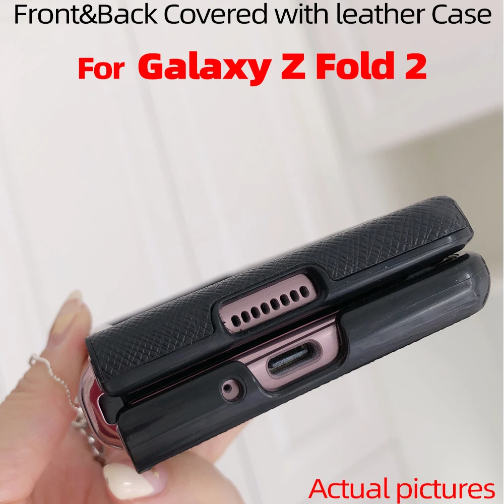 

For Galaxy Z Fold 2 Case for Galaxy Z Fold2 5G front and back covered with Cross Texture leather Case For Galaxy Z Fold2 5G Case