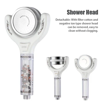 

360° Rotation Double Nozzle High Pressure Shower Head ABS Multifunctional Detachable Negative Ion Filter with Filter Cotton