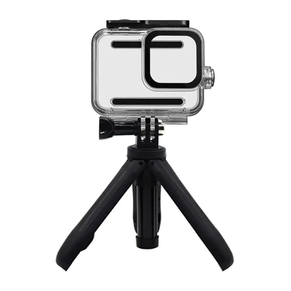 with black tripod BGNing мини Регулируемый Настольный Штатив карманная селфи палка держатель Поддержка камеры с 60 м водонепроницаемый чехол для Gorpo Hero 8 - Цвет: with black tripod