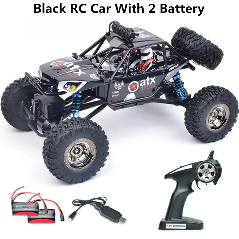 RC Дрифт гоночный высокоскоростной Багги скалолазание RC автомобиль 4WD с светодиодный светильник водонепроницаемый с высоким крутящим моментом гусеничный большой ножной пульт дистанционного управления автомобилями - Цвет: Black Car 2battery