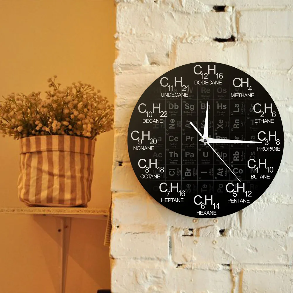 Химические элементы, периодически декоративные настенные часы ручной работы, художественный декор, настенные часы, подарок для химии, учителя, научная химия, часы