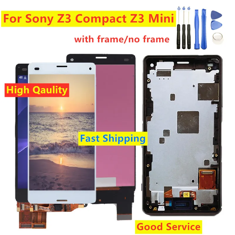 Протестированный ЖК-дисплей для SONY Xperia Z3 Compact Z3 Mini D5803 D5833 дигитайзер с рамкой для SONY Xperia Z3 Compact ЖК-дисплей