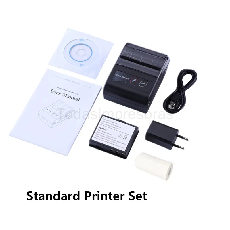 Mini imprimante thermique portable sans encre, 58mm, sans fil, USB BT, ESC, POS, Windows, Android, PC