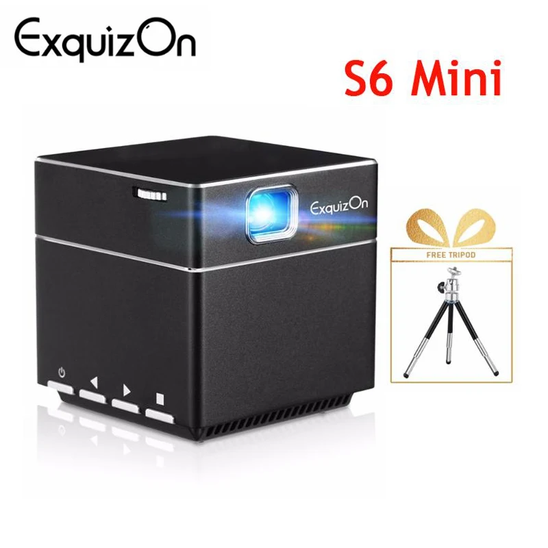Exquizon S6 мини DLP карманный проектор 1080P HD Pico Беспроводной Wi Fi умный видеопроектор