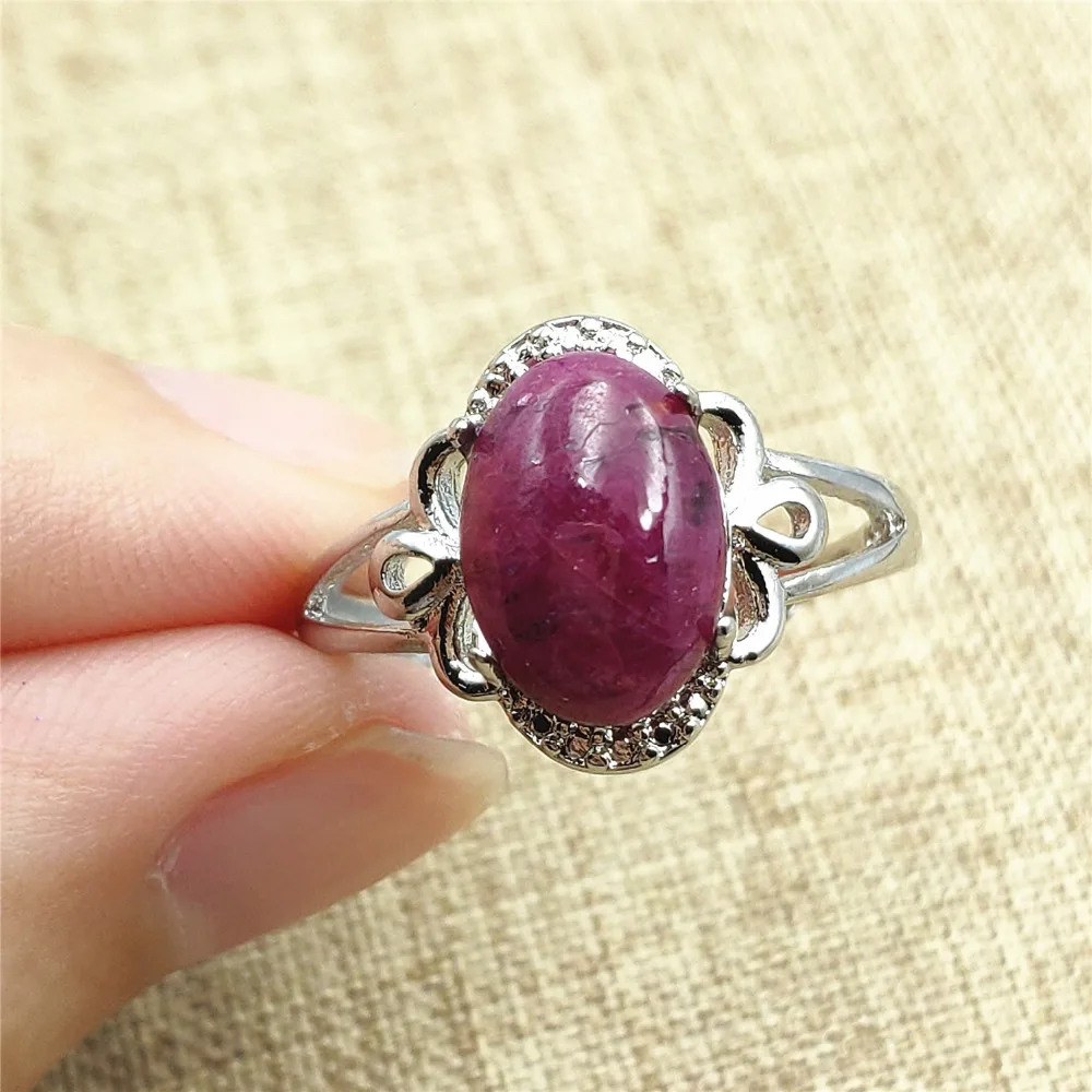 Top Natural Ruby Red Gemstone Adjustable Size Ring Crystal 11x8mm 925 Silver Woman Man Party Gift Rings Jewelry AAAAA