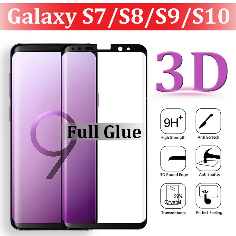 Защитное стекло для samsung s10 plus закаленное 3D с полным клеем экрана s10e s8 s9 s8plus 8 s 9s10s 9