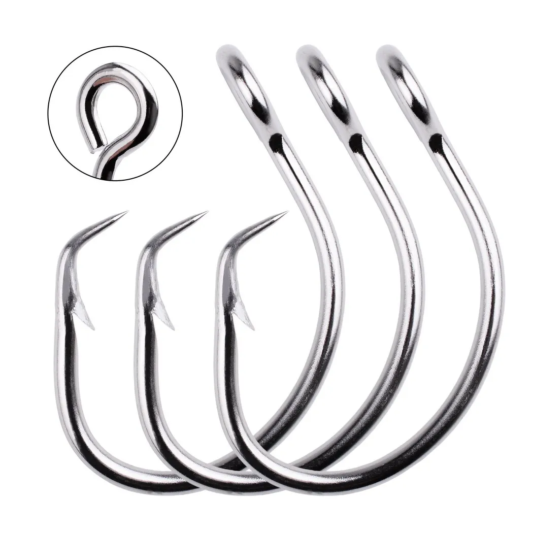 50pcs Stainless Steel Fishing Hook 11/0#-16/0# Barbed Explosion Hooks Jigbait Circle Lure Sea Saltwater Fish Pesca | Спорт и