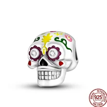 

100% Real 925 Sterling Silver Skeleton Charms&Beaded Fit Original pandora Bracelet&Bangle For Women Birthday Fashion Jewelry
