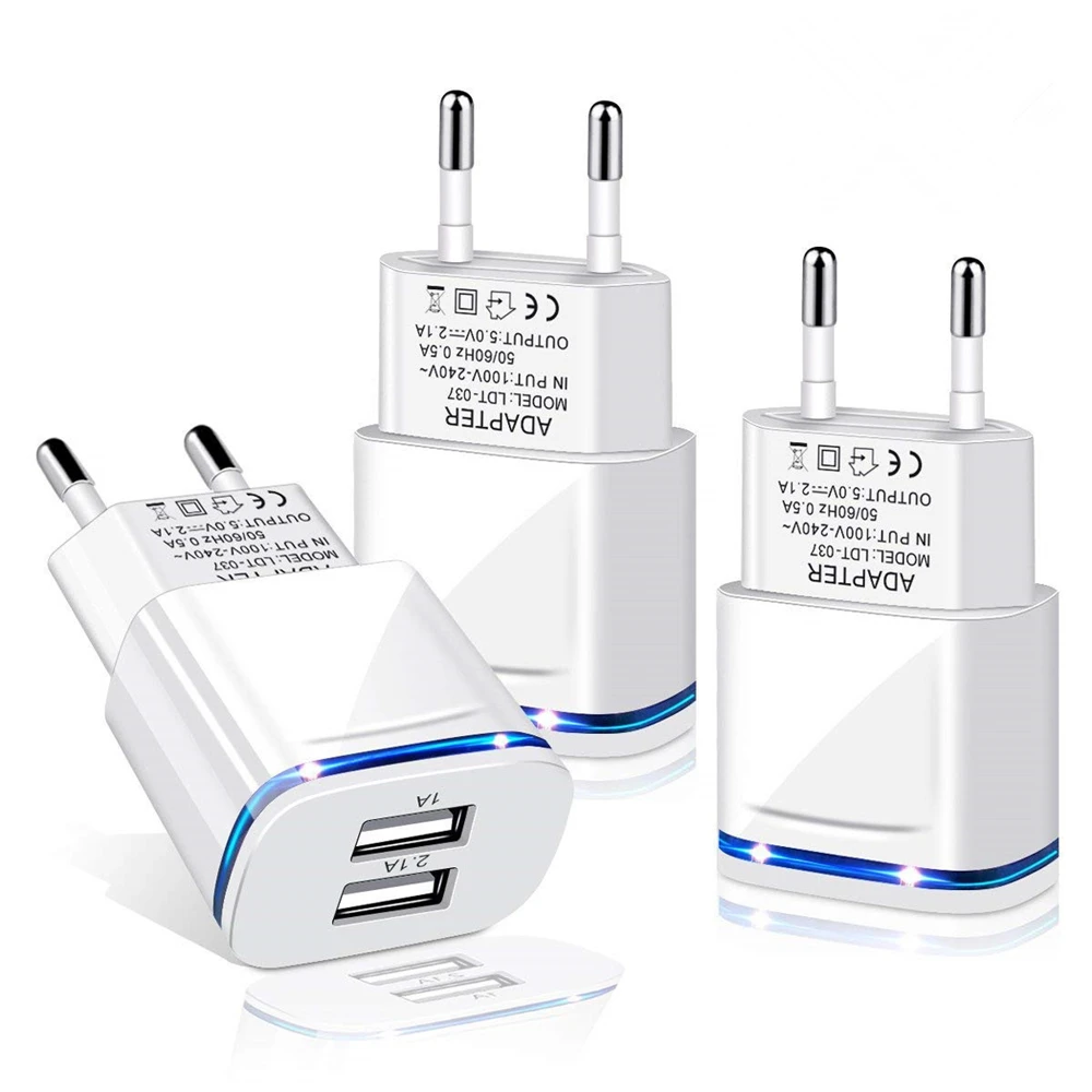 Светодиодный двойной выход 2.1A USB дорожное зарядное устройство для iPhone Samsung Huawei