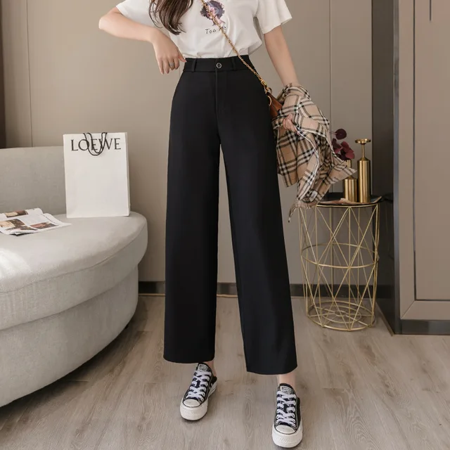 Black Wide Leg Trousers With Pockets