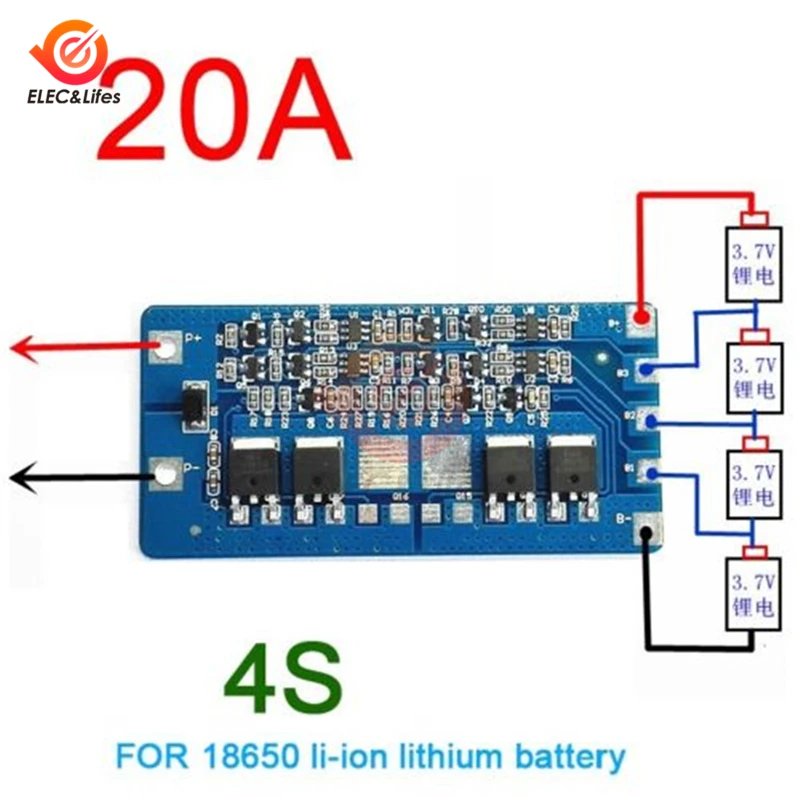 14,8 V 16,8 V 4S 20A 18650 литиевая батарея Защитная плата датчик СМК литий-ионный модуль зарядки аккумулятора