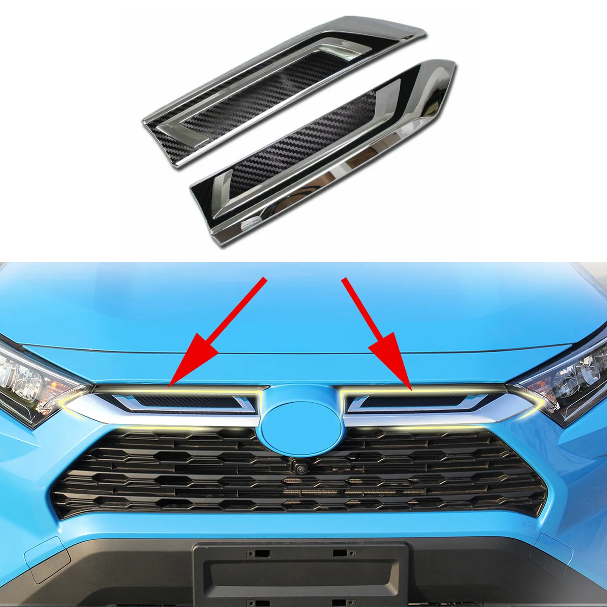 

Fit For Toyota RAV4 2019 2020 Chrome Front Grille Protect Guard Cover Trim Strips Head Grill Decorative Accessories