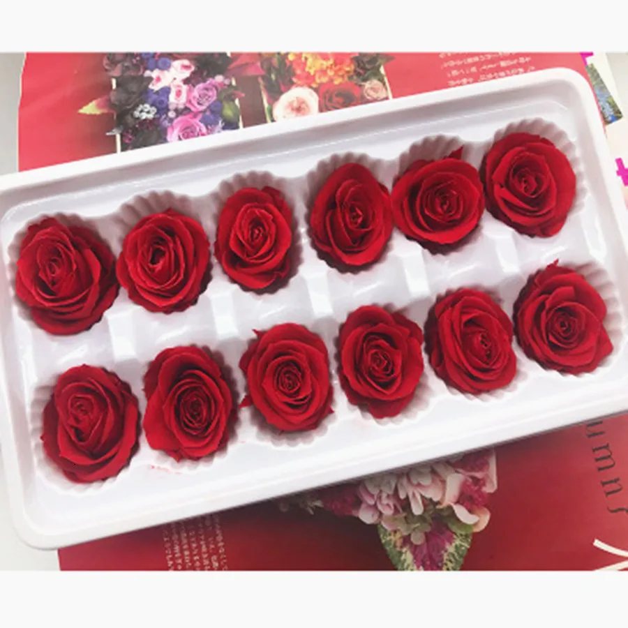 1 коробка, высокое качество, Вечные цветы, цветок, бессмертная Роза, 3 см диаметр, День матери, подарок, вечная жизнь, цветок, материал, подарочная коробка