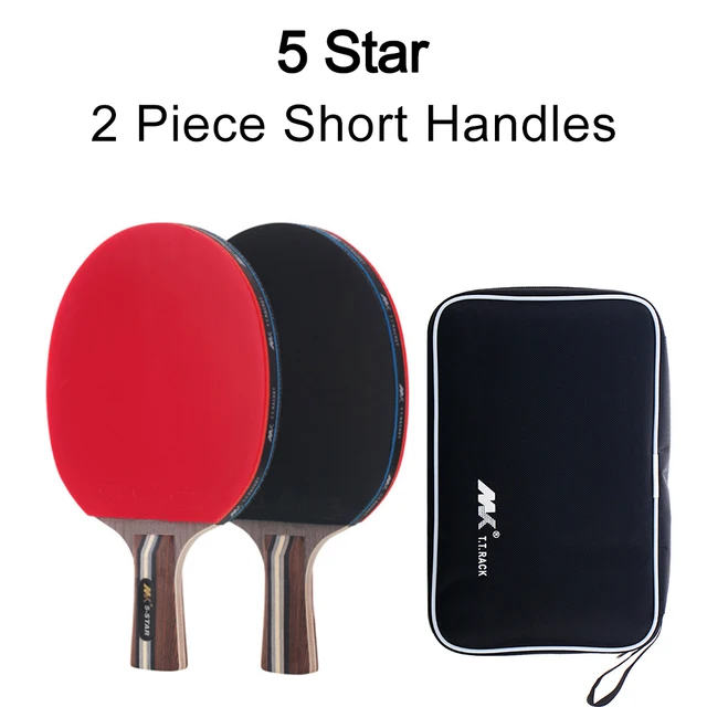 2Pcs/Lot Table Tennis Bat Racket Good Control Long Short Handle Ping Pong  Paddle Racket Set With Bag 5 Star 2 Short