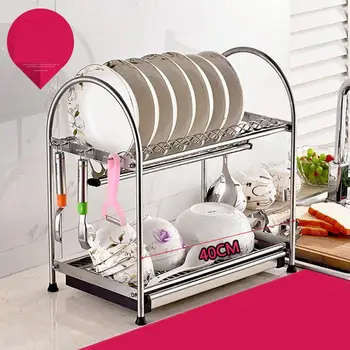 

Home 304 Stainless Steel Dish Rack Multi-Function Drain Rack Kitchen Knife Chopsticks Storage Rack