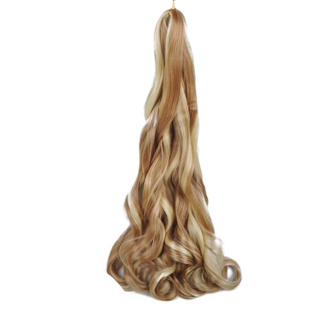 Synthetic 26 Inches Loose Wave Crochet Braids Hair Ombre Spiral Curls Pre Stretched Braiding Hair Extensions For Black Woman P27/613