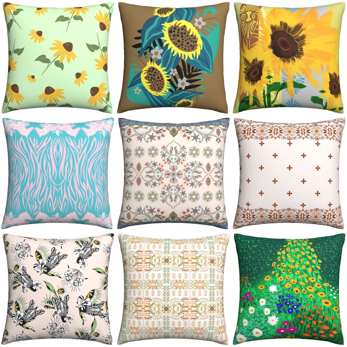 

Sunflower National Wind Ethnic Pillow Case Bohemian Nordic Cushion Cover Funny Decor Pillowcase for Bed 45*45cm