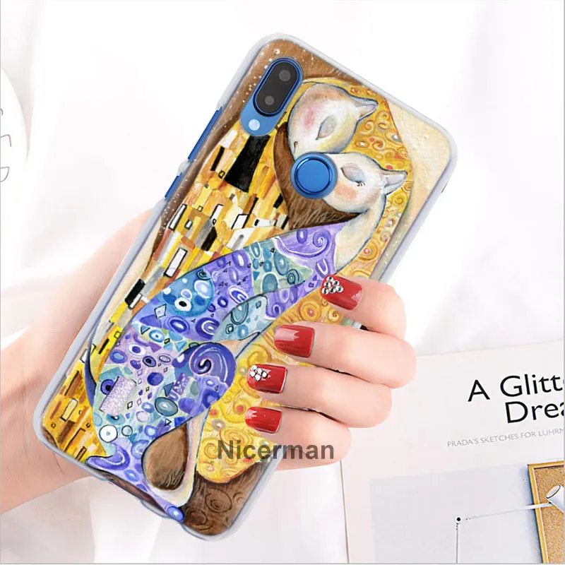 Забавный Pat Cat Art painting красочные милые чехлы для телефонов huawei P30 Pro P10 P20 Lite P30 Lite P Smart Plus Жесткий Чехол для ПК Co