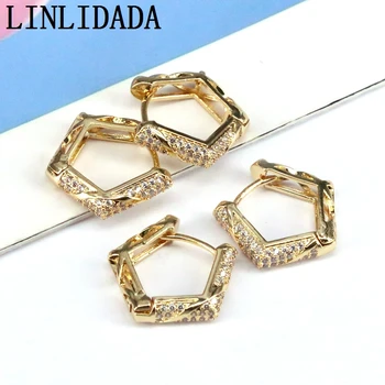

5Pairs Newest Designs Gold Color CZ Micro Pave Geometric Earring for Women Fashion Hoops