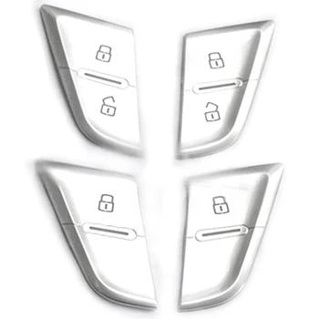 

Car Door Unlock Switch Button Cover Trim Decal Chrome Handle Key Stickers Interior Car Accessories for A4 B8 Q5