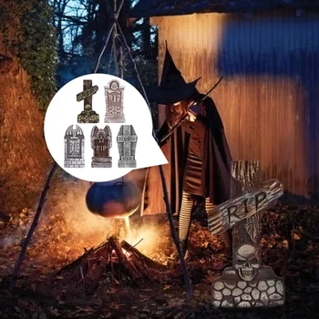 

5Pcs Halloween Mock Froth Tombstones Scary Atmosphere Room Decoration Props