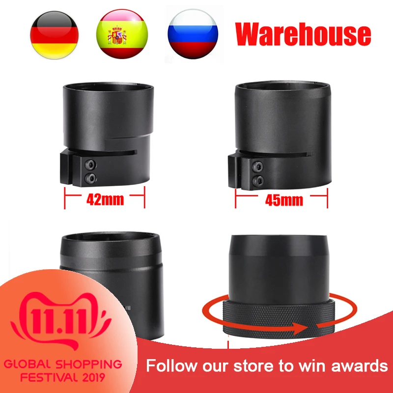 Buy PARD NV007 Digital Night Vision Adapter Sleave 42 45 48mm 3 size bayonet Fit for NV007 night Vision 48mm Bracket