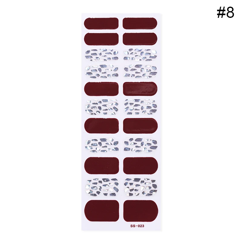 1 лист на весь ноготь обертывания смешанные полосы Дизайн Клей переводные наклейки на ногти красочные полное покрытие наклейки для дизайна ногтей украшения - Цвет: 8