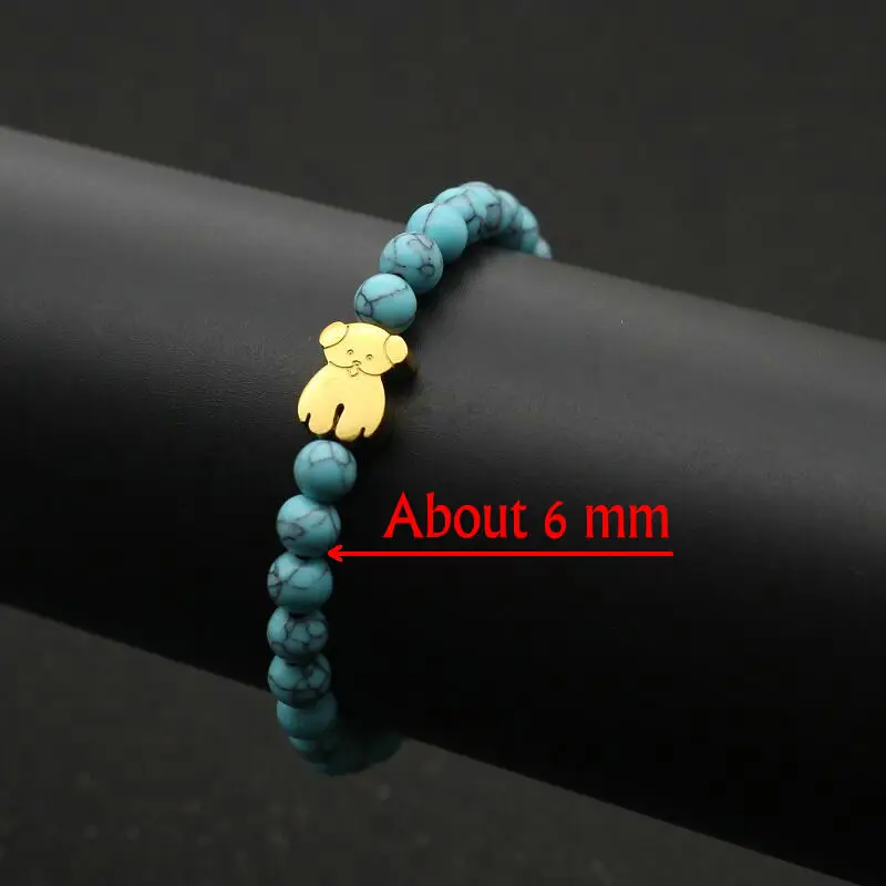 Stainless Steel Cute Bear Charm Bracelets Women Men Simple Elasticity Line Beaded Bracelet Couple Friendship Jewelry Gift bracelet jewelry