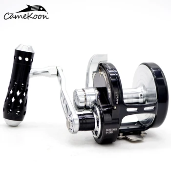 شراءCAMEKOON التصيد طبل الصيد بكرة عالية السرعة 5.3:1 بطيئة القفز بكرة 9 + 2BBs المياه المالحة الصيد ماكس السحب 40 كجم أعماق البحار بكرة