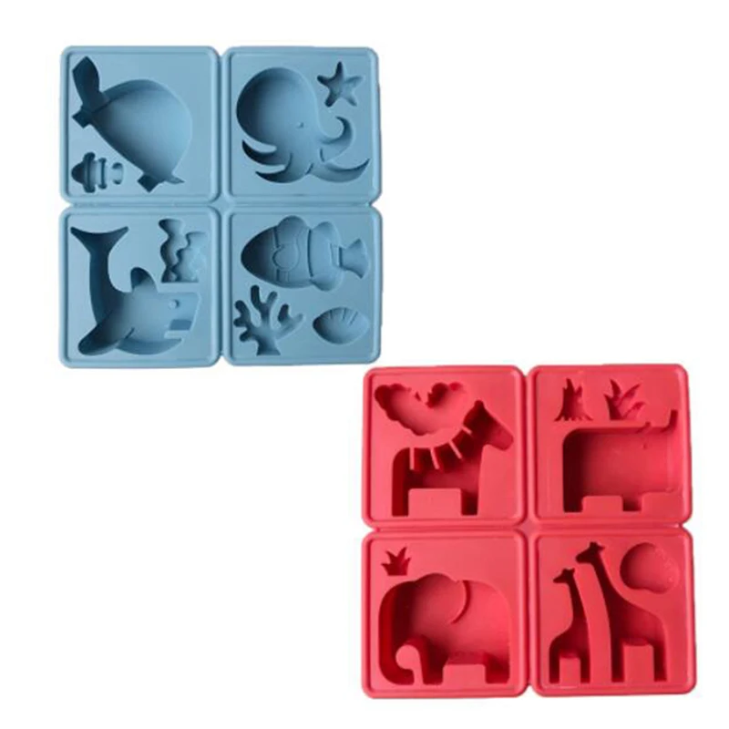 ABUI-2Pcs Animals Home Decoration Mold Diy Aroma Gypsum Plaster Silicone Mould for Car Pendant Red& Blue