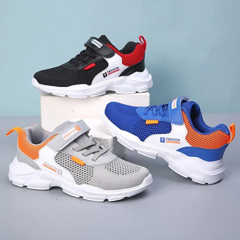 

2019 New Style Autumn Children Sports Shoes BOY'S Shoe Mesh Breathable Hollow out Big Boy Students BOY'S Mesh Shoes
