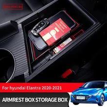 

Central Armrest Storage Box For Hyundai Elantra 7 2020 -2021 Organizer Center Console Non-Slip Mat/ABS Black Auto Accessories
