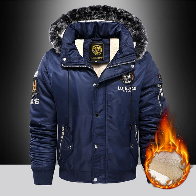 Men Winter Warm Cotton Jacket Ski Snow Thick Puffer Coat Hooded Coat Parkas  Soft