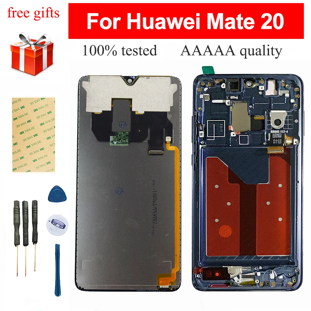 6 53 ''для huawei mate 20 дисплей сенсорный экран дигитайзер с рамкой замена сборка