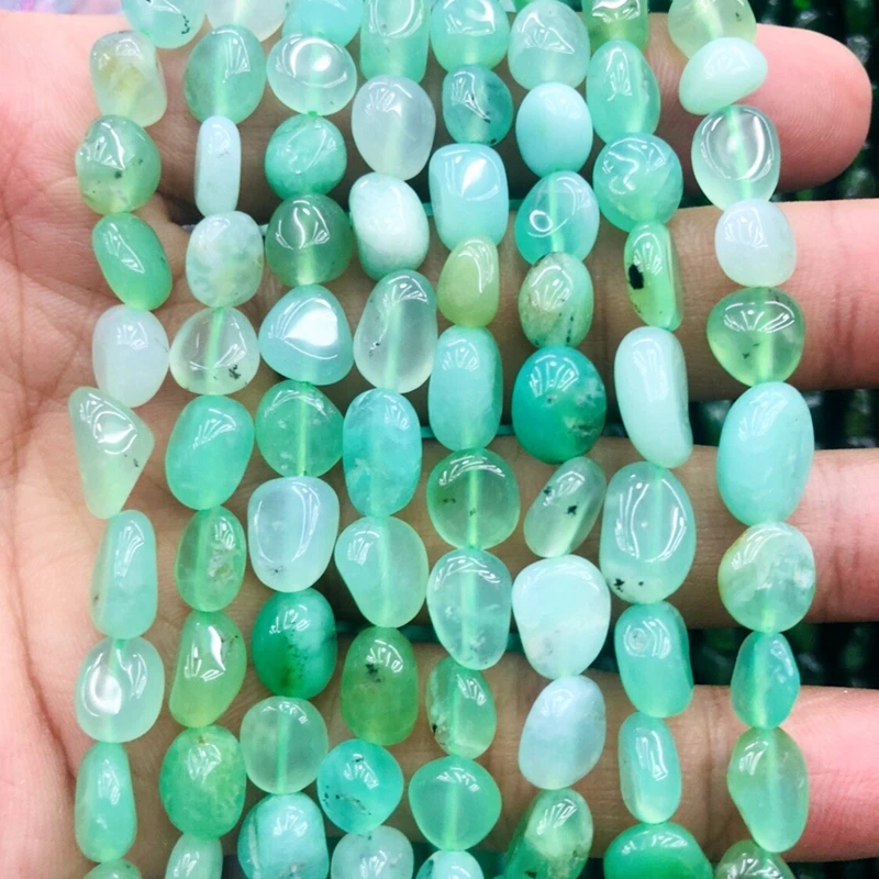 

Wholesale 2strings Natural Chrysoprase Nugget Tumbled Stone loose Beads 6-8mm,For jewelry DIY 15.5"/string