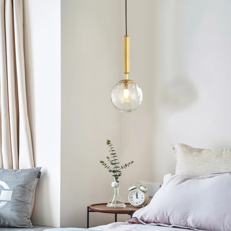 

Main bedroom bedside chandelier minimalist light luxury small chandelier single head modern minimalist network red personality