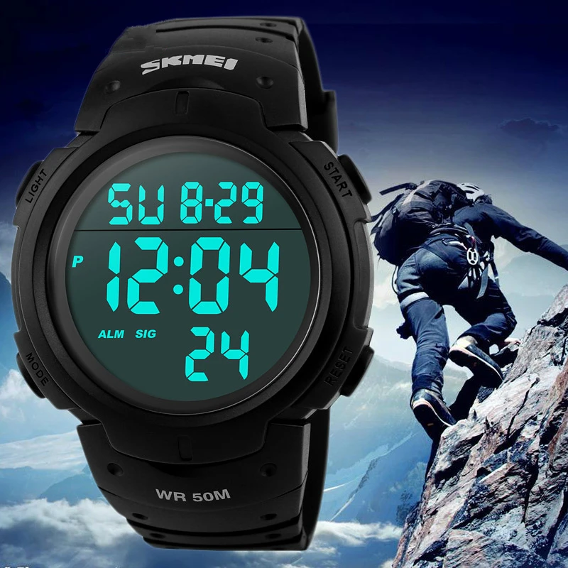 

Outdoor Soprt Digital Wristwatches Big Dial Military Watches for Men 30M Water Resistant LED Light Electronic Watch Relogio